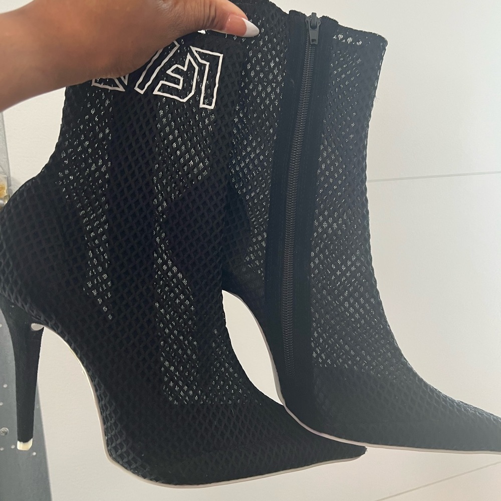 LF Brand mesh bootie heels